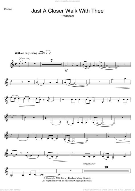 JUST A CLOSER WALK WITH THEE (Duet – Bb Clarinet And Piano/Score And Parts)